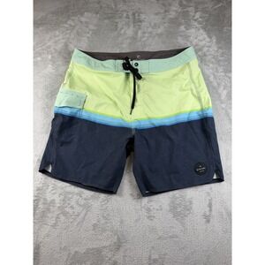 Rip Curl Board Shorts Men's Size 36 Stretch Pocket Green Blue Gray